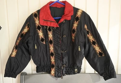 Chaqueta de esquí Bogner vintage años 80 90 para mujer talla 6 negro dorado bordado 14648 Foto 1 de 4