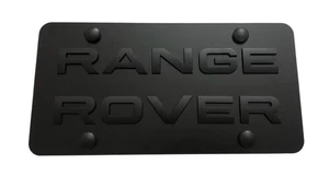 Marco de matrícula 3D Range Rover emblema acero inoxidable delantero negro con tapas - Imagen 1 de 4