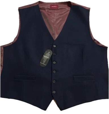 Samuel Windsor Navy Blue Wool Mix Waistcoat Size 50R Brand New! - Image 1 of 4