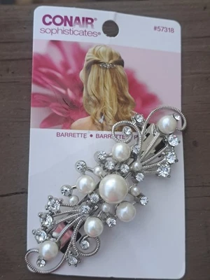 Barerette de plata de imitación de perlas y diamantes de imitación Foto 1 de 2