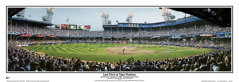 1999 Detroit Tigers Last Pitch at Tiger Stadium Unframed Panoramic Poster #2014 Cover