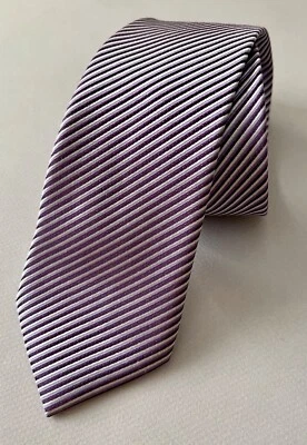 Corbata de seda NORDSTROM púrpura plata tejida rayas 3 x 50 pulgadas delgada para hombre niño Foto 1 de 4
