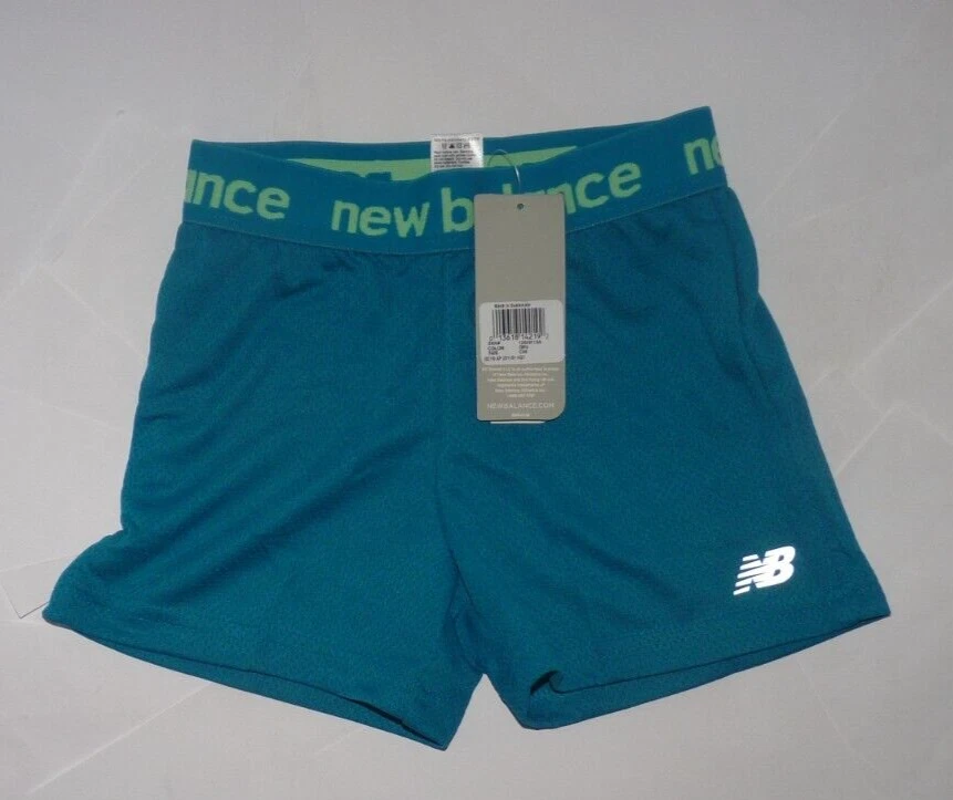 NEW NEW BALANCE Shorts Kids Girls XXS 5 - Aqua Blue NEW NWT P356 - Image 1 of 1