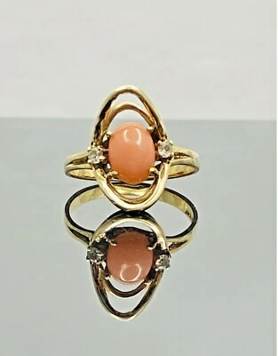ANILLO ESPINELA CORAL ROSA 10k Art Deco/Retro/MCM TENDENCIA FAIRYCORE Foto 1 de 4