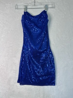 Molicuty синий без бретелек блестками полу официальный выпускного вечера свадьбы короткое платье размер XS - Изображение 1 из 4
