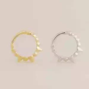 14K REAL Solid Gold Mixed Spike Hoop Septum Ear & Nose Ring Piercings 18 Gauge - Picture 1 of 8