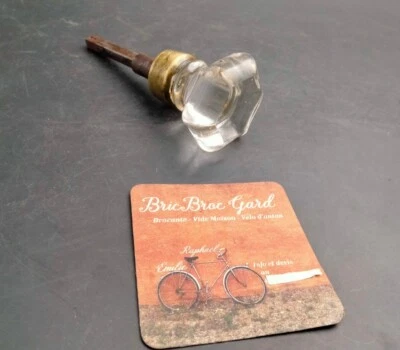 Ancien bouton poignée de porte verre laiton French Antique Diam 4cm VOIR PHOTO - Photo 1/4