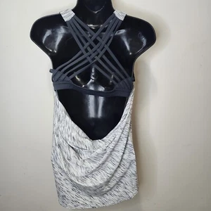 Lululemon Slay The Studio 2-In-1 Tank Strappy Bra Space Dye White Gray Sz 8 - Picture 1 of 4