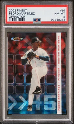 2002 FINEST XFRACTOR PARALLEL #91 PEDRO MARTINEZ #/299 PSA 8 NM-MT HIGH END - Image 1 of 2