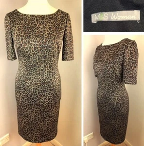 M&S Multicoloured Animal Print Knee Length Pencil Dress - Office Work - Size 12 - Picture 1 of 15