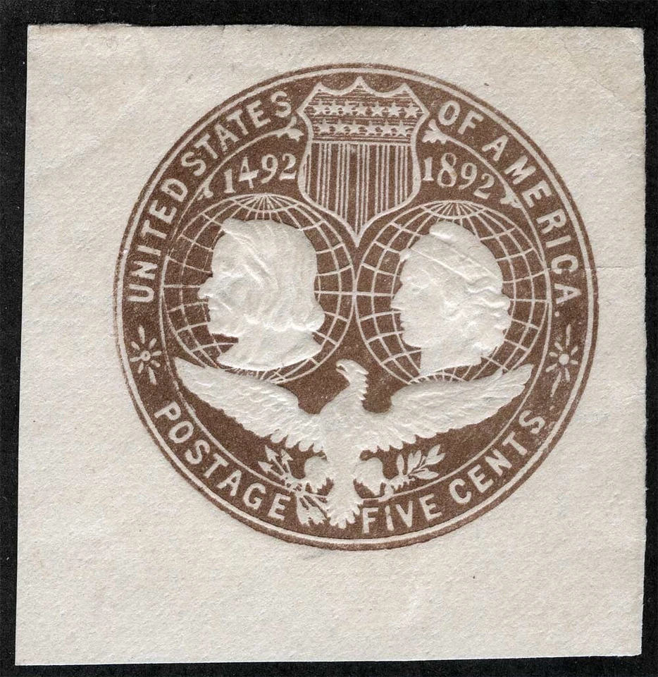 US Sc U350 Chocolate 5¢ Unused Cut Square 44x46mm - Image 1 of 1