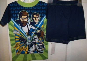 Star Wars Clone GREEN With NAVY SHORT 2 Piece Pajama PJ Set Boys Size 4 NWT - Picture 1 of 1