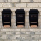 Black Wooden Bat House Box for Roosting Nesting Nest Habitat (Set of 3)