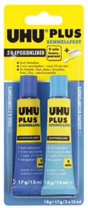 UHU PLUS SCHNELLFEST, 2-Komponenten-Epoxidharzkleber, ohne Lösungsmittel, 30ml - Bild 1 von 1