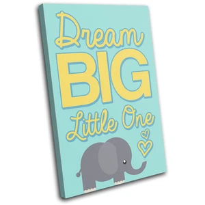 Dream Big Elephant Bebé Para Niños Habitación LONA ARTE PARED Impresión de Imagen VA - Imagen 1 de 1