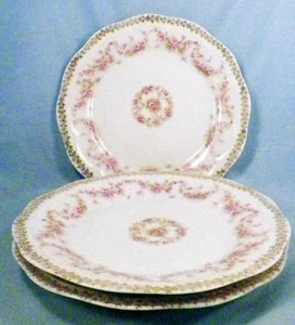 3 Orleans Salad Plates Z S & Co Bavaria Pink Roses Gold Flowers Porcelain ZSC32 - Picture 1 of 6
