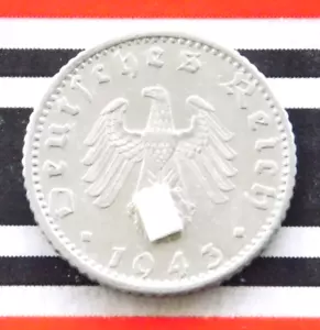 GERMAN Coin 50 REICHSPFENNIG 1943 A Alu SWASTIKA THIRD Reich WW2 + RARE+ Pfennig - Picture 1 of 5