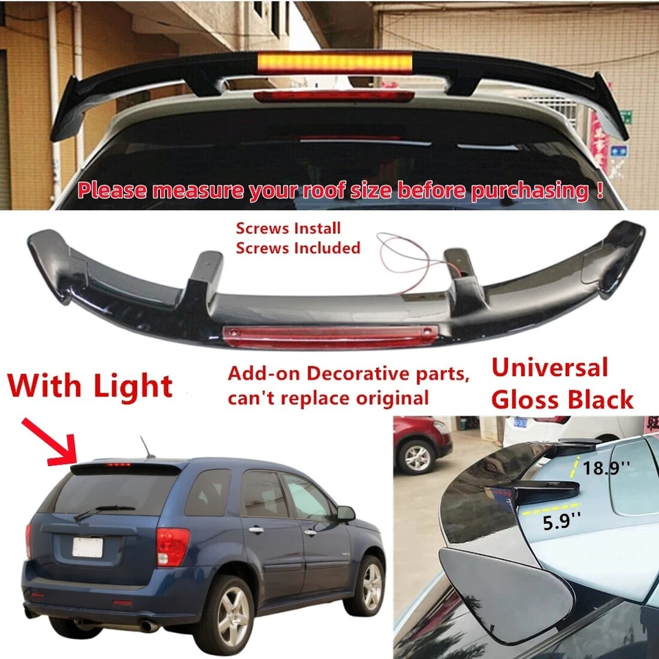 W/ Light Universal For 2006-2009 Pontiac Torrent Rear Window Roof Spoiler Wing - Image 1 of 4