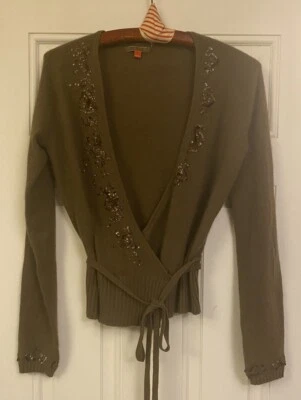 Esprit Europe Wrap Mocha Brown Cardigan Lambswool Angora Polyamide Blend size M - Image 1 of 4