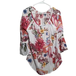 Spense Blouse Women's Small Paisley Round Neck 3/4 Sleeve Top Shirt Artsy - Picture 1 of 9