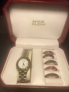 ANNE KLEIN Watch Gold / silver band, with 6 Interchangeable Bezels. Not Tested - Picture 1 of 13