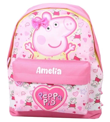 Personalised Peppa Pig Girls Backpack Mini Peppa School Nursery Bag Rucksack - Image 1 of 4