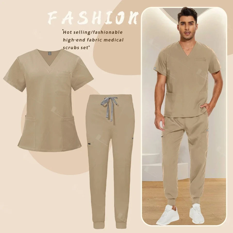 Uniformes de enfermería unisex uniforme clínico médico hombres médico enfermera conjunto de exfoliantes Foto 1 de 4