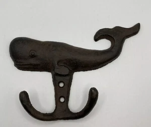 Cast Iron Wall Hooks Brown Fish Whale Coat Hat Towel Rustic Hanger Approx 6.25” - Picture 1 of 3