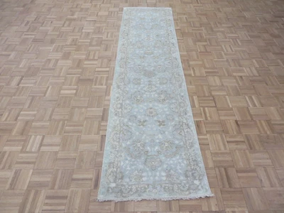 2'6 X 9'8 Runner Hand Knotted Sky Blue Fine Turkish Oushak Oriental Rug G7009 - Image 1 of 4