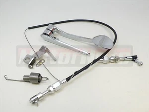 Chrome Spoon Gas Pedal / 24" Black Throttle Cable / Bracket & Spring Combo Kit - Picture 1 of 8