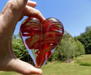 GLASS MOUNTAIN STUDIOS BELLINGHAM WA 2013 Ed Schmid Art Glass Heart Paperweight - Picture 1 of 8