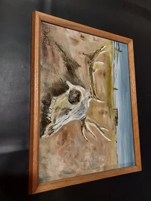 Pintura al óleo calavera del desierto paisaje original firmado 12x16 Foto 1 de 4
