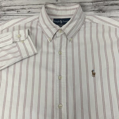 Camisa Ralph Lauren Vintage Calce Clásico 16 32/33 Blanco Rojo Carne Pony Oxford Foto 1 de 4