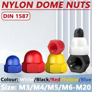M3-M20 NYLON DOME NUTS TO FIT METRIC BOLTS DIN 1587 DIY COLORED ACORN HEX NUTS - Picture 1 of 63