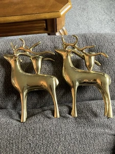 Paar Messing Rentier Kerzenhalter 8” x 6” - Bild 1 von 6
