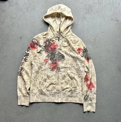 Sudadera con Cremallera Y2K Lucky Brand RARA Dragón Estampado Floral Para Mujer Talla M Foto 1 de 4