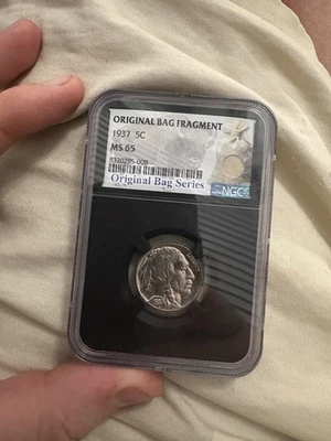 1937 Buffalo Nickel MS65 NGC Graded Original Bag Fragment - Image 1 of 2