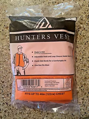 Safety Orange Hunting Vest ~ New ~ Factory Sealed Size L ~ Northeast Products - Image 1 of 2