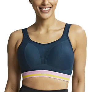 Panache RETRO NAVY Non-Wire Sports Bra, US 34H, UK 34FF - Picture 1 of 4