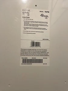 Riccar Air Purifier 120v Model Ramp Fully Functional With Remote - Picture 1 of 4