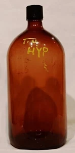 Vintage Pharmaceutical GALLON Brown Glass Pharmacy Bottle Jar 13.5"tall + Lid - Picture 1 of 5
