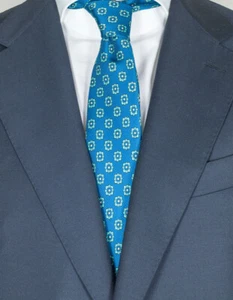 Kiton Krawatte in blau mit türkisen Blumen - Bild 1 von 1