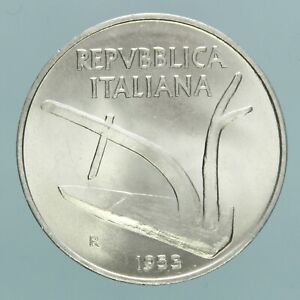 REPUBBLICA ITALIANA 10 LIRE 1953 SPIGHE ALLUMINIO FDC MONETE DA COLLEZIONE