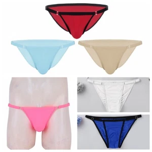 Sexy Men Lingerie Soft Silk String Bikini Brief Low Rise Panties Thong Underwear - Picture 1 of 31