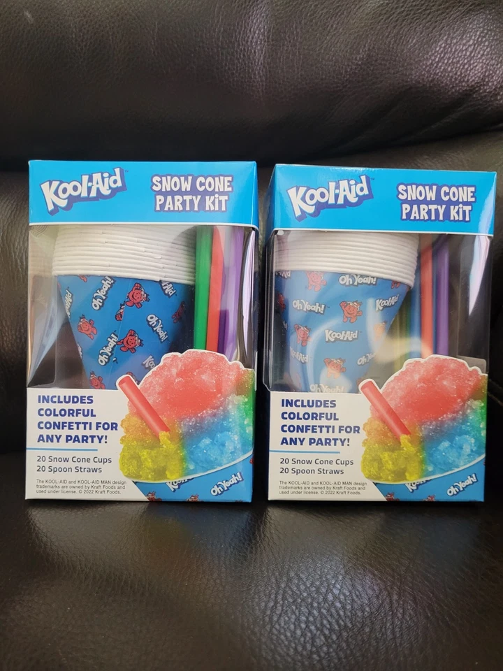 Kool-Aid Snow Cone Party Kit 20 Cups & 20 Spoon Straws