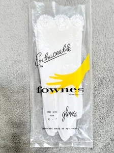Guantes Fownes Vintage Talla A 6-7 Blanco con Detalles de Ganchillo Nuevos con Etiqueta y Bolso - Imagen 1 de 6