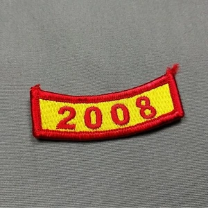2008 2.5" Gold Red Tab Rocker Ribbon Iron On Patch - Picture 1 of 2