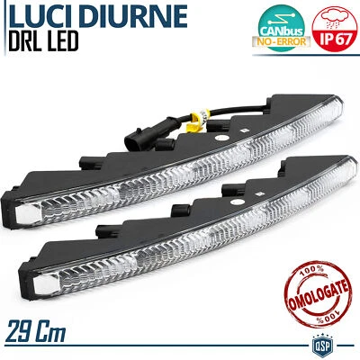 Luci Diurne LED DRL Universali Auto 29CM OMOLOGATE Luce Bianca Ghiacciata CANbus - Immagine 1 di 4