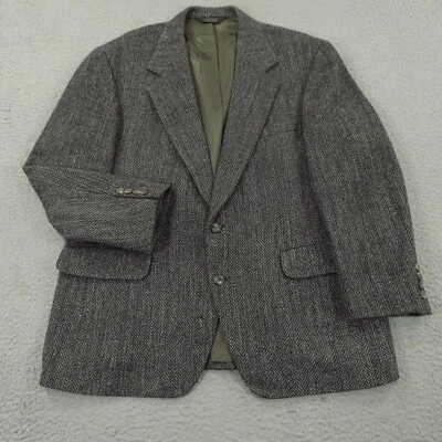 VINTAGE Harris Tweed Blazer 42S Wool Herringbone Sport Coat Jacket Made in USA - Image 1 of 4