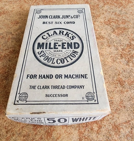 Vintage 1920's CLARK'S MileEnd SPOOL COTTON Empty Thread Box Great advertisement Cover